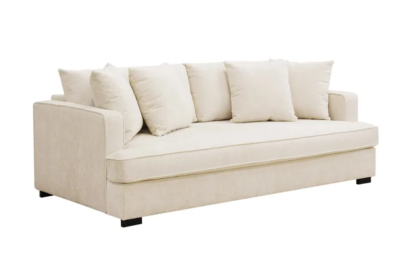 Rossita 3-sits Djup Soffa med hel dyna i Chenille - Beige - Products - Möbler - Soffa - 3 sits soffa
