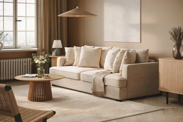 Rossita 4-sits Djup Soffa i Chenille - Beige - Products - Möbler - Soffa - 4 sits soffa