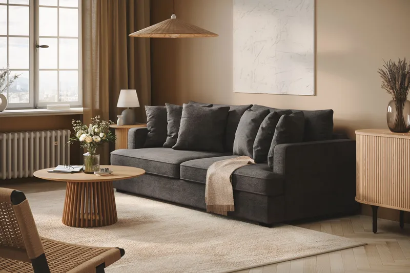 Rossita 4-sits Djup Soffa i Chenille - Svart - Products - Möbler - Soffa - 4 sits soffa