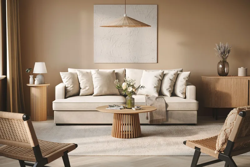 Rossita 4-sits Djup Tygsoffa - Beige - Products - Möbler - Soffa - 4 sits soffa