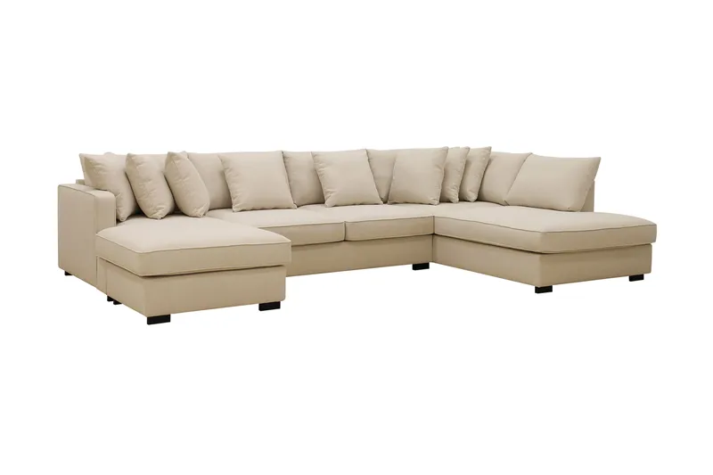 Rossita 5-sits Högervänd U-formad Djup Soffa med Divan och Schäslong i Bouclé - Beige - Products - Möbler - Soffa - U-soffa