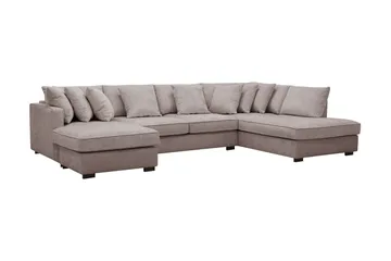 Rossita 5-sits Högervänd U-formad Djup Soffa med Divan och Schäslong i Chenille - Grå / Brun - Products - Möbler - Soffa - U-soffa