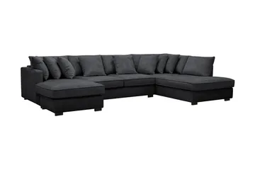 Rossita 5-sits Högervänd U-formad Djup Soffa med Divan och Schäslong i Chenille - Svart - Products - Möbler - Soffa - U-soffa