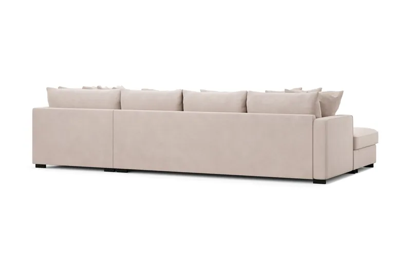 Rossita 5-sits Högervänd U-formad Djup Soffa med Divan och Schäslong i Sammet - Beige - Products - Möbler - Soffa - Sammetssoffa