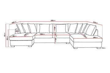 Rossita 5-sits Högervänd U-formad Djup Soffa med Divan och Schäslong i Tyg - Brun - Products - Möbler - Soffa - U-soffa