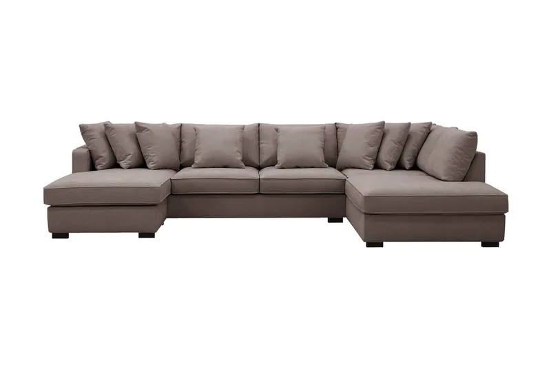 Rossita 5-sits Högervänd U-formad Djup Soffa med Divan och Schäslong i Tyg - Brun - Products - Möbler - Soffa - U-soffa