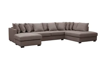 Rossita 5-sits Högervänd U-formad Djup Soffa med Divan och Schäslong i Tyg - Brun - Products - Möbler - Soffa - U-soffa