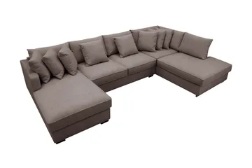 Rossita 5-sits Högervänd U-formad Djup Soffa med Divan och Schäslong i Tyg - Brun - Products - Möbler - Soffa - U-soffa