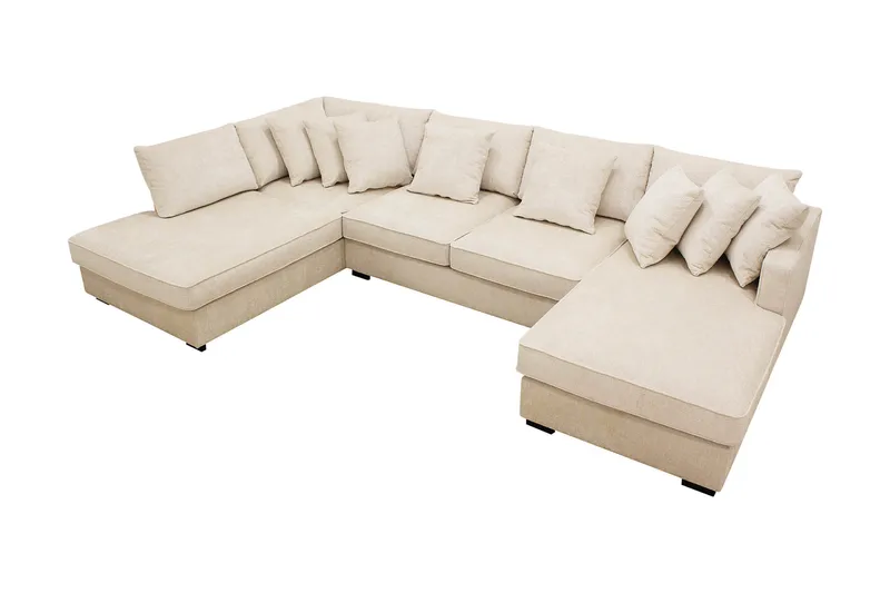 Rossita 5-sits Vänstervänd U-formad Djup Soffa med Divan och Schäslong i Chenille - Beige - Products - Möbler - Soffa - U-soffa