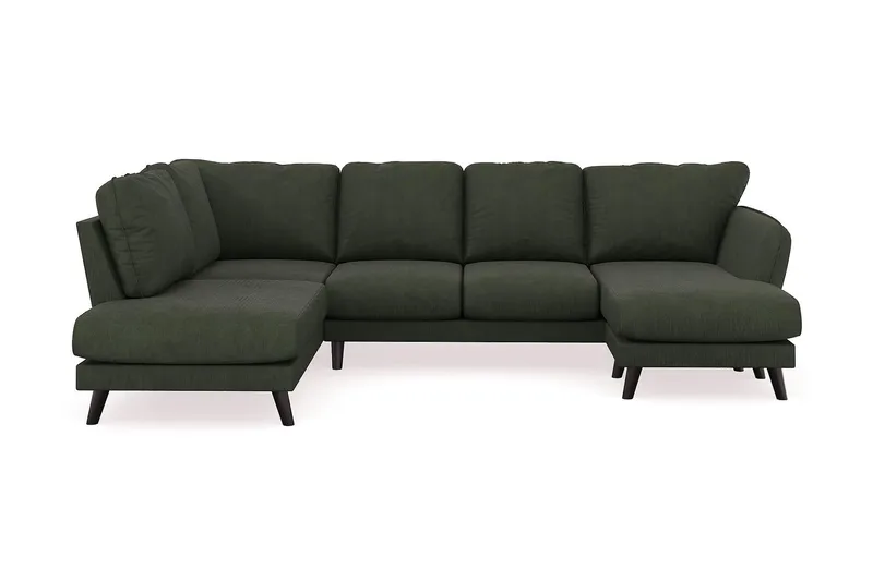Trend Lyx 4-sits Högervänd U-formad Soffa med Divan och Schäslong i Manchester, Mörkgrön