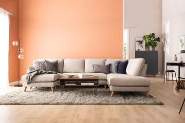 Trend Lyx 4-sits Högervänd U-formad Soffa med Divan och Sch äslong i Tyg - Beige - Products - Möbler - Soffa - U-soffa