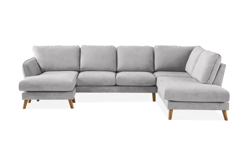 Trend Lyx 4-sits Högervänd U-formad Soffa med Divan och Schäslong i Tyg - Ljusgrå - Products - Möbler - Soffa - U-soffa