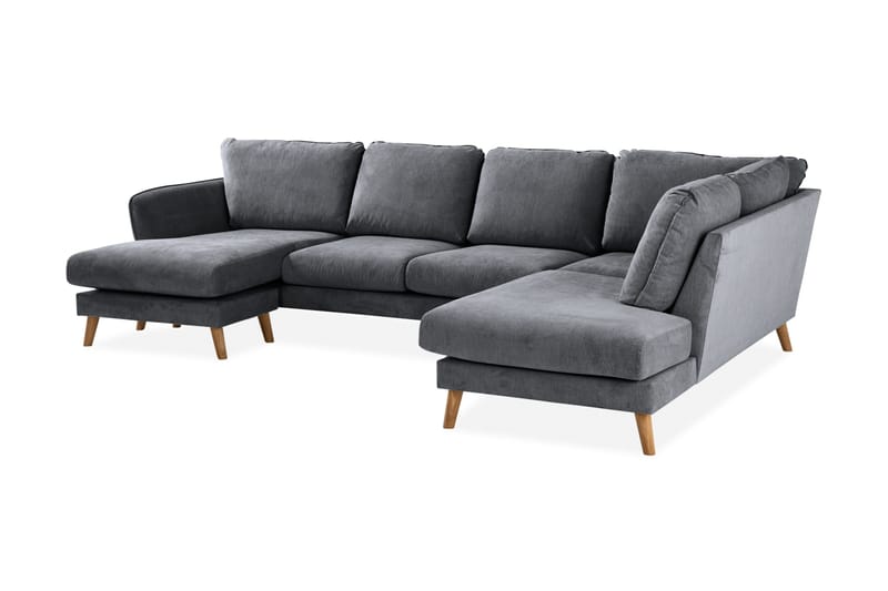 Trend Lyx 4-sits Högervänd U-formad Soffa med Divan och Schäslong i Tyg - Mörkgrå - Products - Möbler - Soffa - U-soffa