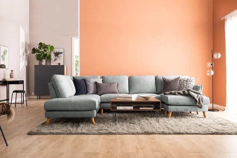 Trend Lyx 4-sits Vänstervänd U-formad Soffa med Divan och Schäslong i Tyg - Grå - Products - Möbler - Soffa - U-soffa
