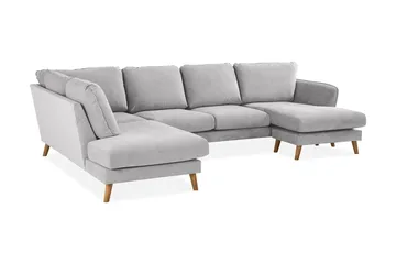 Trend Lyx 4-sits Vänstervänd U-formad Soffa med Divan och Schäslong i Tyg - Ljusgrå - Products - Möbler - Soffa - U-soffa