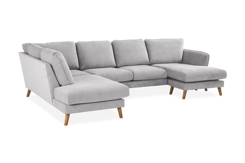 Trend Lyx 4-sits Vänstervänd U-formad Soffa med Divan och Schäslong i Tyg - Ljusgrå - Products - Möbler - Soffa - U-soffa