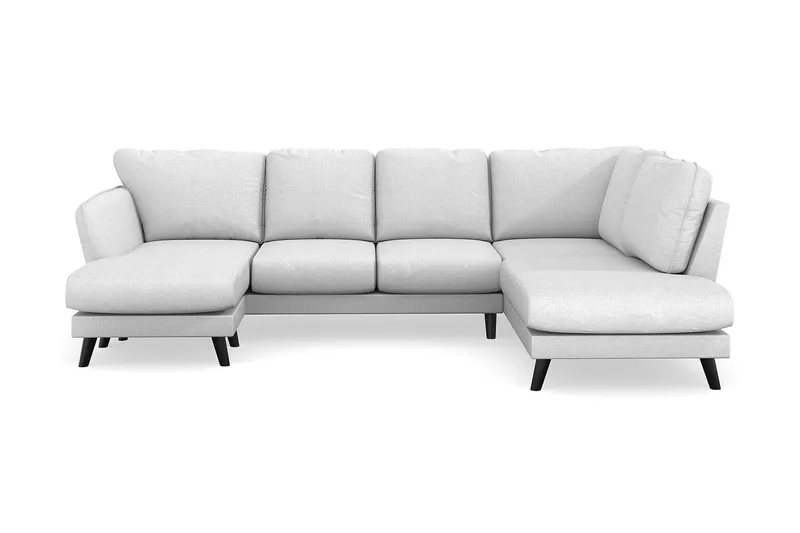 Trend Lyx 4-sits Vänstervänd U-formad Soffa med Divan och Schäslong i Tyg, Ljusgrå