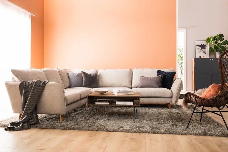 Trend Lyx 6-sits Vändbar L-formad Hörnsoffa i Tyg - Beige - Products - Möbler - Soffa - Hörnsoffa