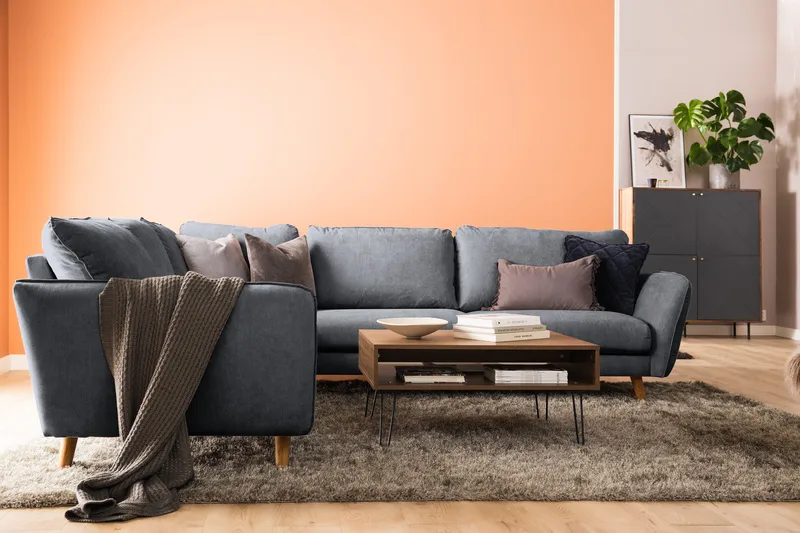 Trend Lyx 6-sits Vändbar L-formad Hörnsoffa i Tyg - Mörkgrå - Products - Möbler - Soffa - Hörnsoffa
