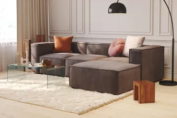 Cubo 1-sits  Rektangulär Fotpallsmodul i Sammet 120 cm bred - Mörkgrå - Products - Möbler - Fåtölj & stolar - Pall & puff - Fotpallar