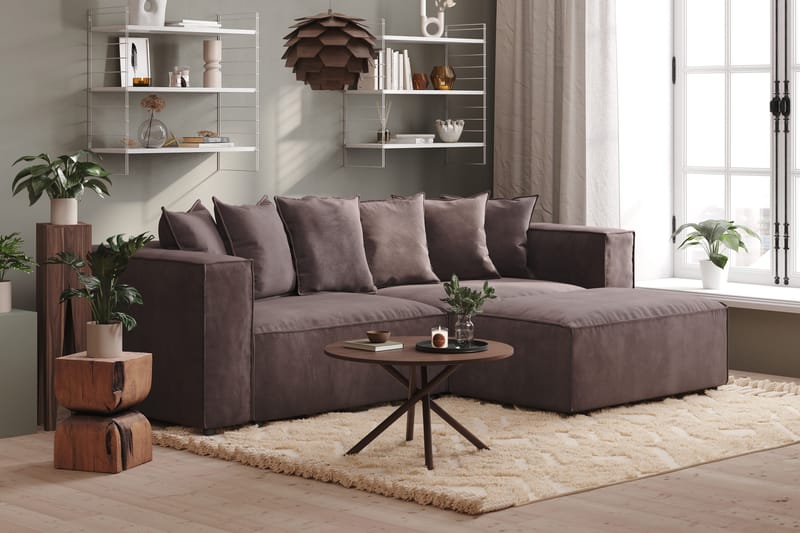Cubo 1-sits  Rektangulär Fotpallsmodul i Sammet 120 cm bred - Mörkgrå - Products - Möbler - Fåtölj & stolar - Pall & puff - Fotpallar