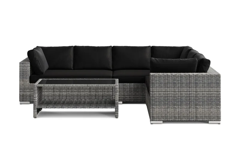 Bahamas L-formad utesoffa höger, 6-sits med bord och hylla - Grå - Products - Utemöbler & utemiljö - Loungemöbler - Loungeset & loungegrupp