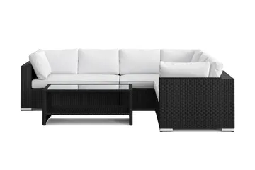 Bahamas L-formad utesoffa höger, 6-sits med bord och hylla - Svart - Products - Utemöbler & utemiljö - Loungemöbler - Loungeset & loungegrupp