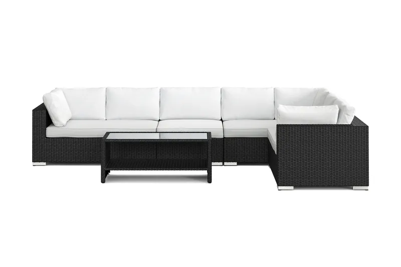 Bahamas L-formad utesoffa höger, 7-sits med bord och hylla - Svart - Products - Utemöbler & utemiljö - Loungemöbler - Loungeset & loungegrupp