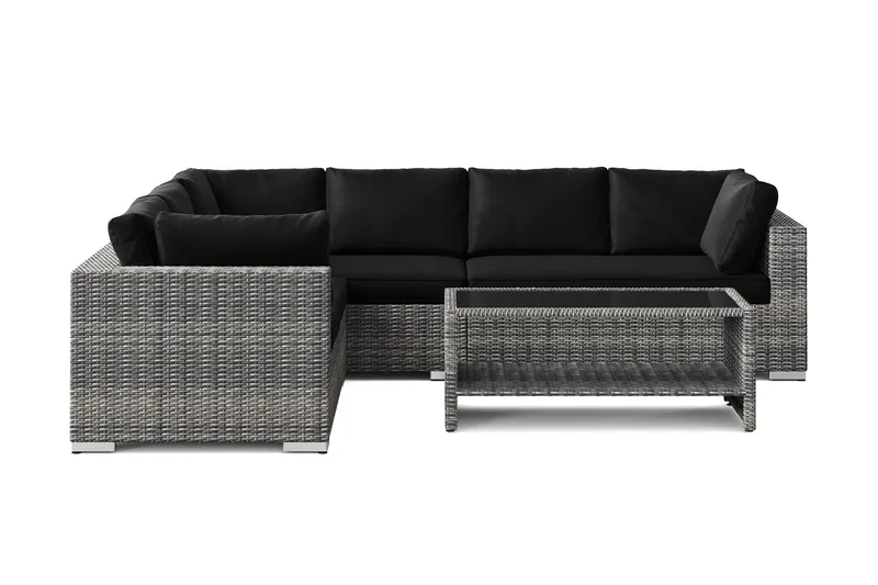 Bahamas L-formad utesoffa vänster, 6-sits med bord och hylla - Grå - Products - Utemöbler & utemiljö - Loungemöbler - Loungeset & loungegrupp