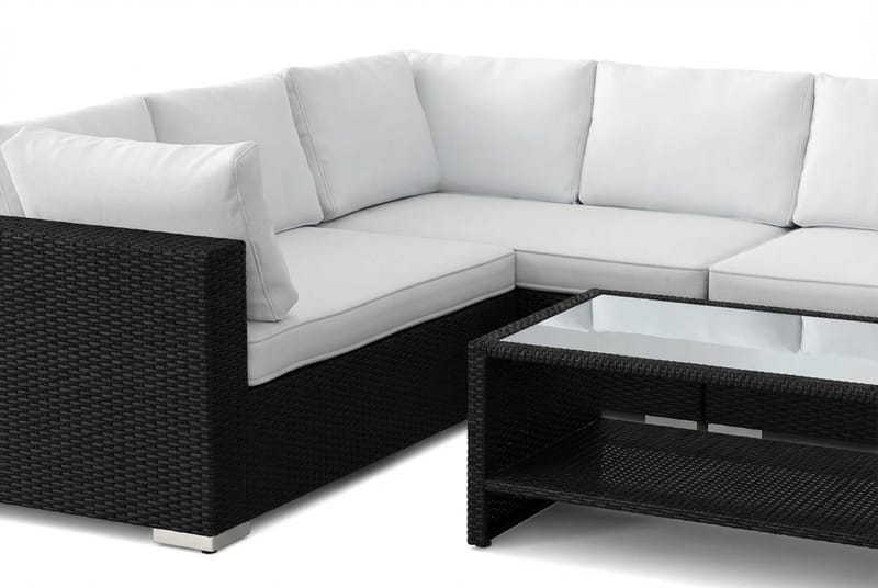 Bahamas L-formad utesoffa vänster, 6-sits med bord och hylla - Svart - Products - Utemöbler & utemiljö - Loungemöbler - Loungeset & loungegrupp