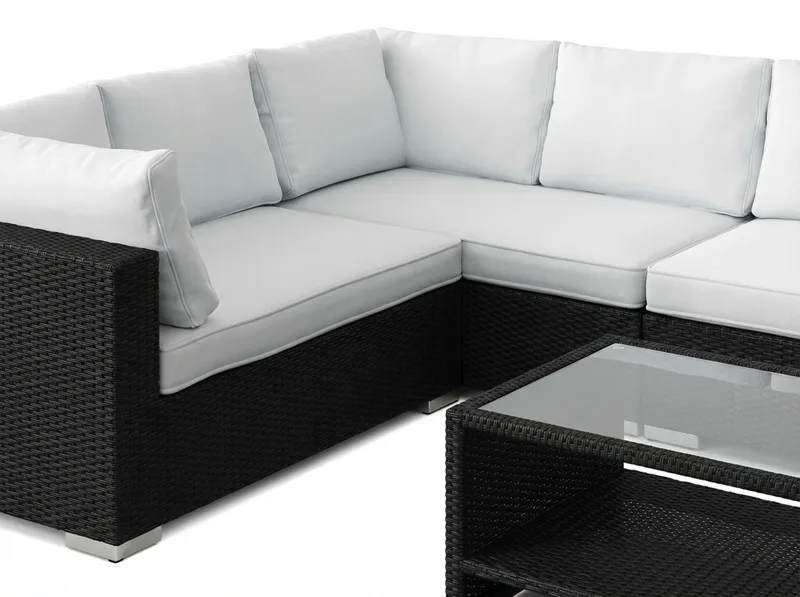 Bahamas L-formad utesoffa vänster, 7-sits med bord och hylla - Svart - Products - Utemöbler & utemiljö - Loungemöbler - Loungeset & loungegrupp