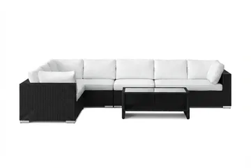 Bahamas L-formad utesoffa vänster, 7-sits med bord och hylla - Svart - Products - Utemöbler & utemiljö - Loungemöbler - Loungeset & loungegrupp