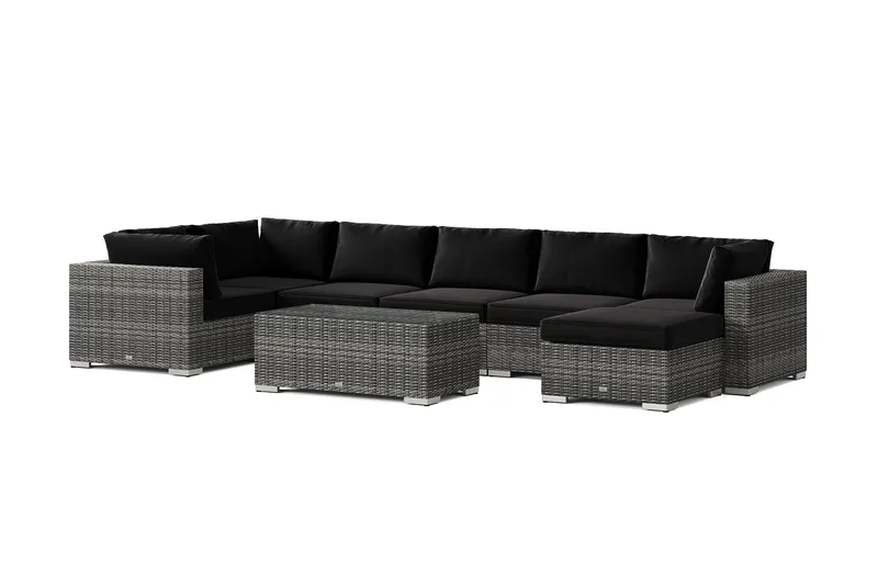 Bahamas U-formad utomhus loungegrupp 7-sits med vändbar divan och bord - Grå - Products - Utemöbler & utemiljö - Loungemöbler - Loungeset & loungegrupp