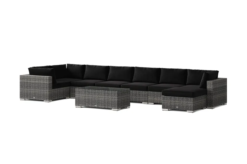 Bahamas U-formad utomhus loungegrupp 8-sits med vändbar divan och bord - Grå - Products - Utemöbler & utemiljö - Loungemöbler - Loungeset & loungegrupp