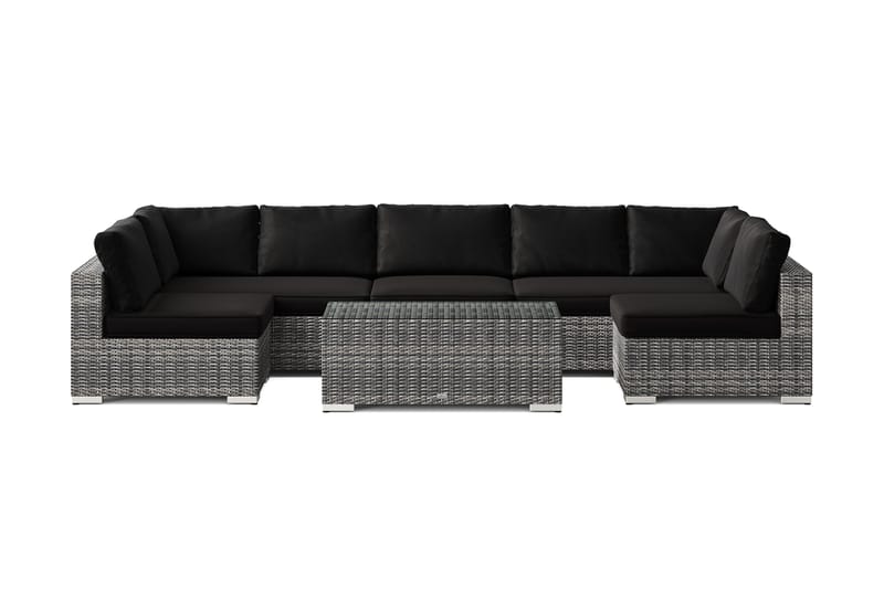 Bahamas U-formad utomhus loungegrupp med öppet avslut, 7-sits med bord - Grå - Products - Utemöbler & utemiljö - Loungemöbler - Loungeset & loungegrupp