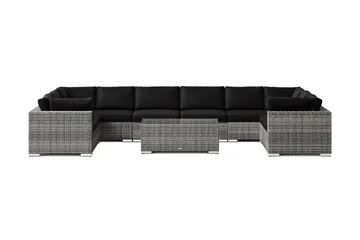 Bahamas U-formad utomhus loungegrupp med stängt avslut, 10-sits med bord - Grå - Products - Utemöbler & utemiljö - Loungemöbler - Loungeset & loungegrupp