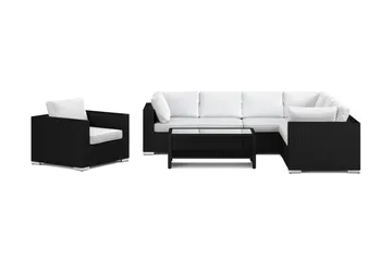 Bahamas utomhus L-soffa höger 7-sits med fåtölj och bord med hylla - Svart - Products - Utemöbler & utemiljö - Loungemöbler - Loungeset & loungegrupp