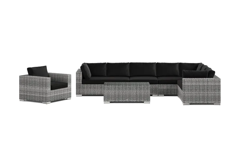Bahamas utomhus L-soffa höger 8-sits med fåtölj och bord - Grå - Products - Utemöbler & utemiljö - Loungemöbler - Loungeset & loungegrupp