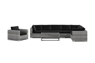 Bahamas utomhus L-soffa höger 8-sits med fåtölj och bord med hylla - Grå - Products - Utemöbler & utemiljö - Loungemöbler - Loungeset & loungegrupp