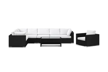 Bahamas utomhus L-soffa vänster 8-sits med fåtölj och bord med hylla - Svart - Products - Utemöbler & utemiljö - Loungemöbler - Loungeset & loungegrupp