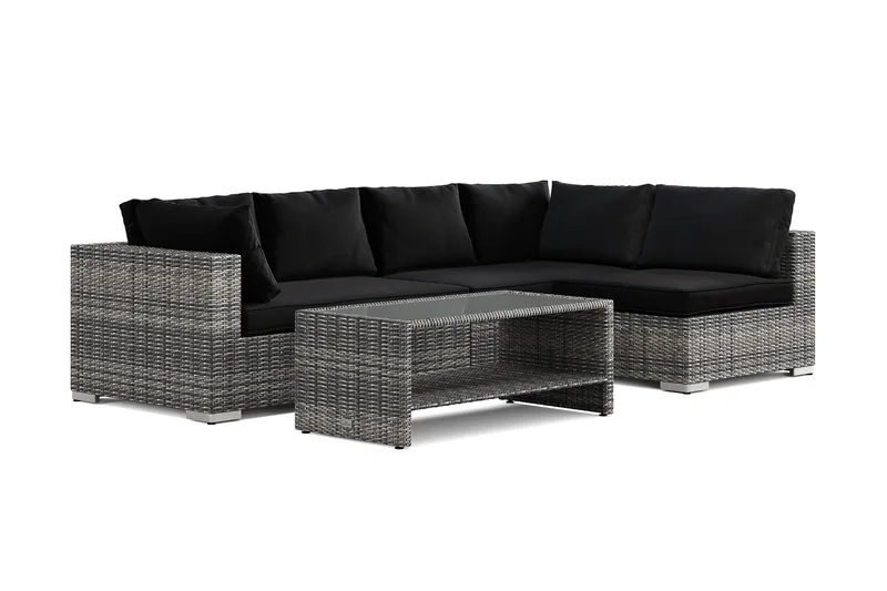 Bahamas utomhus loungegrupp 5-sits med vändbar schäslong och bord med hylla - Grå - Products - Utemöbler & utemiljö - Loungemöbler - Loungeset & loungegrupp