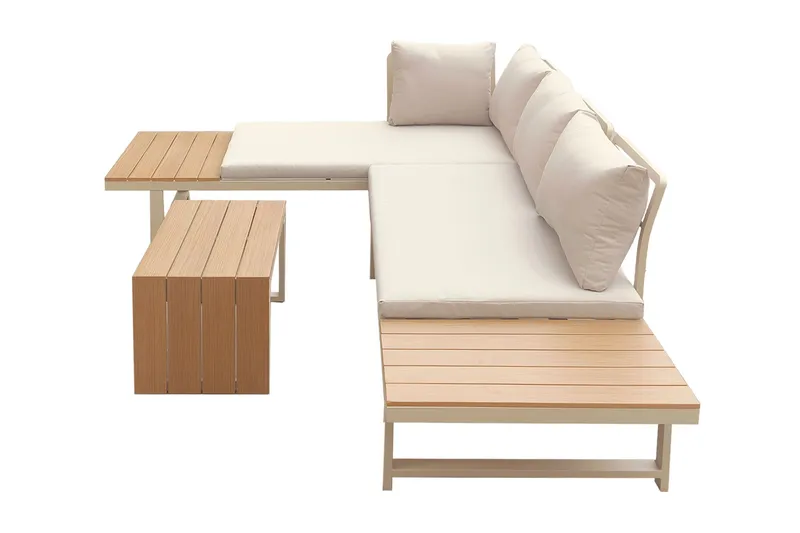 Lainelle 4-sits Soffgrupp för altan och terrass med beige dynor - Beige - Products - Utemöbler & utemiljö - Loungemöbler - Loungeset & loungegrupp