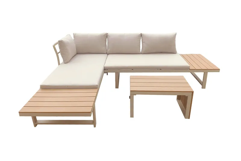 Lainelle 4-sits Soffgrupp för altan och terrass med beige dynor, Beige