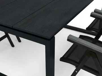 Devon utomhus matgrupp 210x100 cm med 6 Monaco Light positionsstolar - Svart - Products - Utemöbler & utemiljö - Utegrupp - Matgrupp utomhus