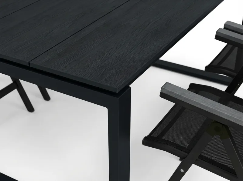 Devon utomhus matgrupp 210x100 cm med 6 Monaco Light positionsstolar - Svart - Products - Utemöbler & utemiljö - Utegrupp - Matgrupp utomhus