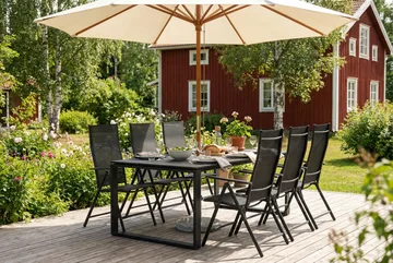 Devon utomhus matgrupp 210x100 cm med 6 positionsstolar - Svart - Products - Utemöbler & utemiljö - Utegrupp - Matgrupp utomhus