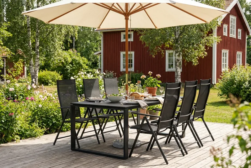 Devon utomhus matgrupp 210x100 cm med 6 positionsstolar - Svart - Products - Utemöbler & utemiljö - Utegrupp - Matgrupp utomhus