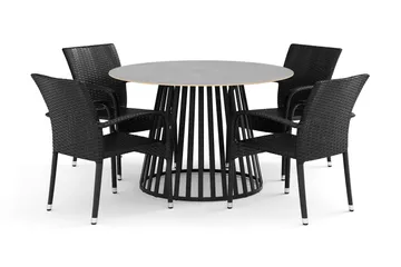 Sensi utomhus matgrupp 120 cm med 4 Thor Light utefåtöljer - Svart - Products - Utemöbler & utemiljö - Utegrupp - Matgrupp utomhus