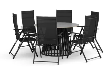 Sensi utomhus matgrupp 120 cm med 6 positionsstolar - Svart - Products - Utemöbler & utemiljö - Utegrupp - Matgrupp utomhus
