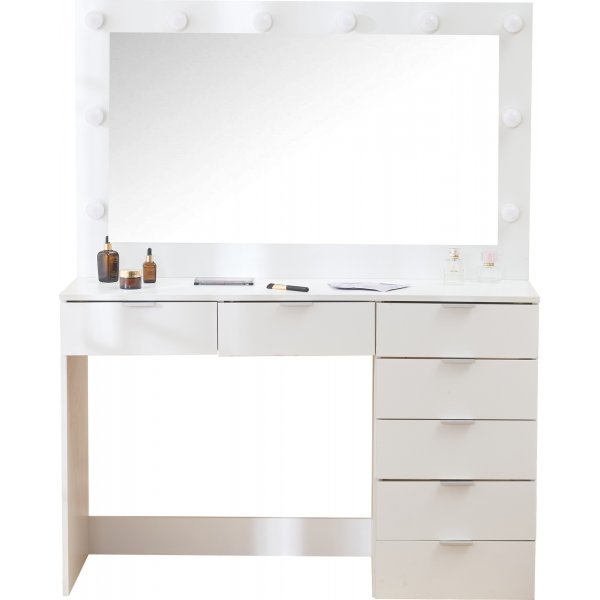 Sminkbord med spegel, belysning och förvaring + Textilvård för möbler Sminkbord med spegel, belysning och förvaring + Textilvård för möbler